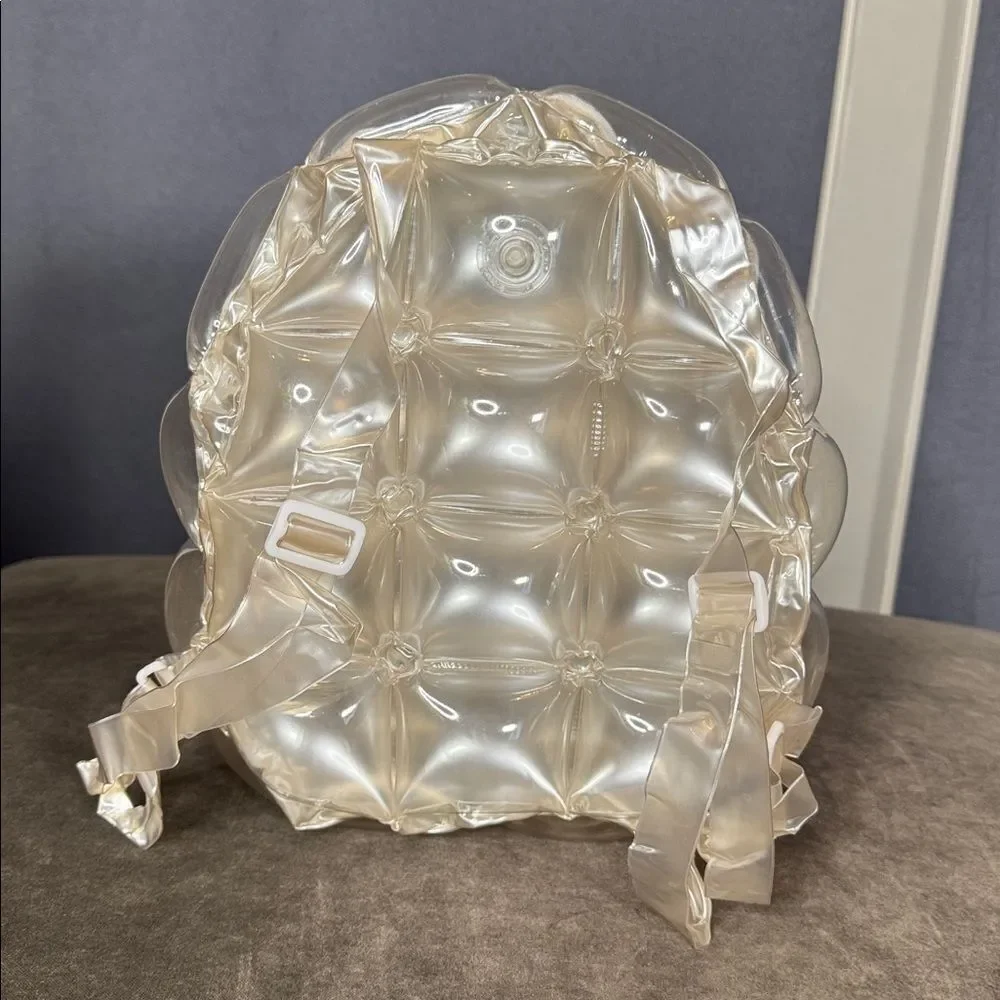 White/Silver Inflatable 90’s Retro Bubble BackPack Foam Ball One Size VINTAGE